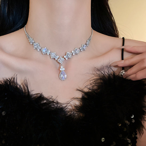 Zircon Diamond Teardrop Jewelry Set