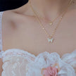 Shiny Layeyed Crystal Rhinestone Micropaved Butterfly Neclace for Women Girls Korean Clavicle Chain Choker Necklaces Jewelry