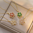 Rotating Rhinestone Flower Necklace