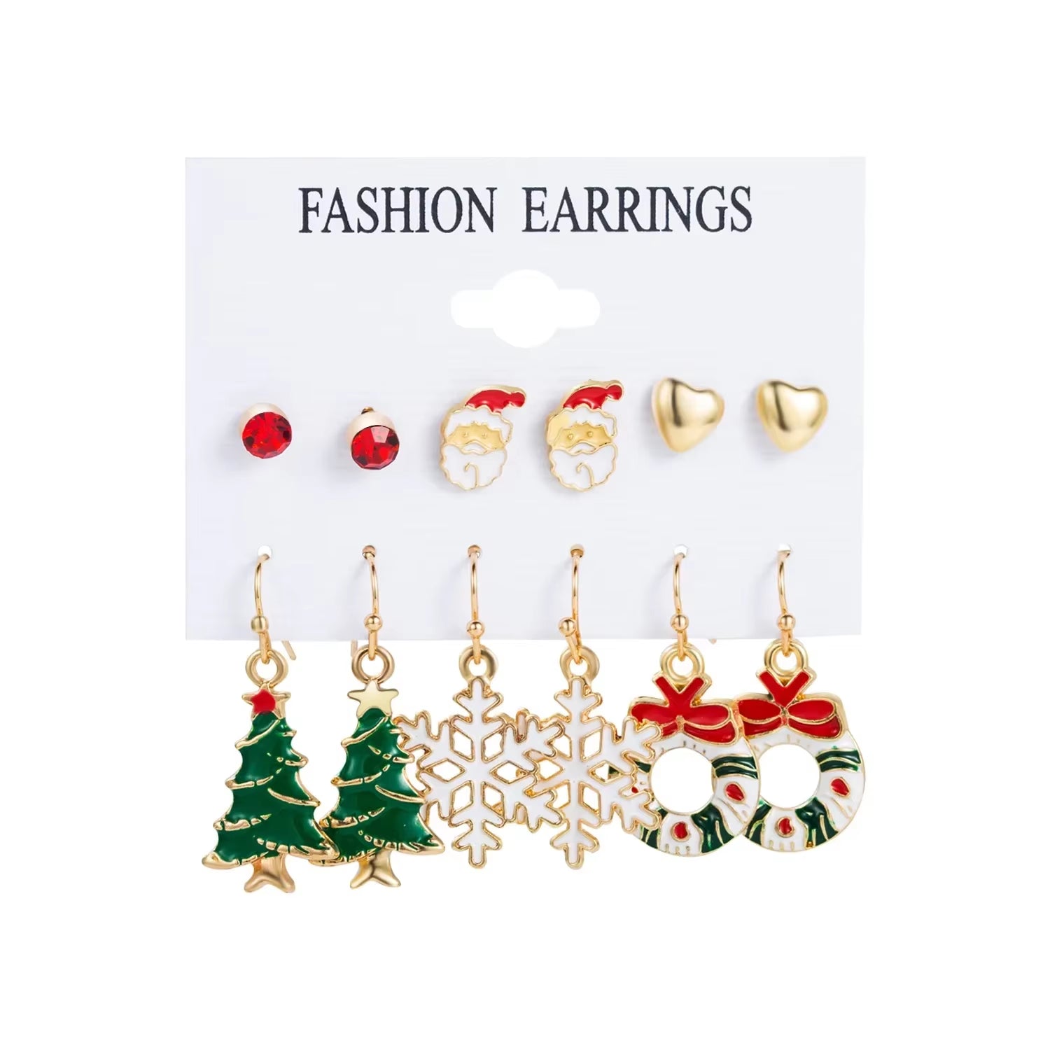 Fashion Cartoon Christmas Earring Set Female Snowflake Tree Snowman Bell Earring Fashion Christmas Ball Earring Jewelry Gifts