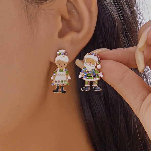 Fashion Christmas Green Bowknot Bell Pendant Earrings for Women Exquisite Elk Wind Chimes Dangle Earrings New Year Xmas Gifts