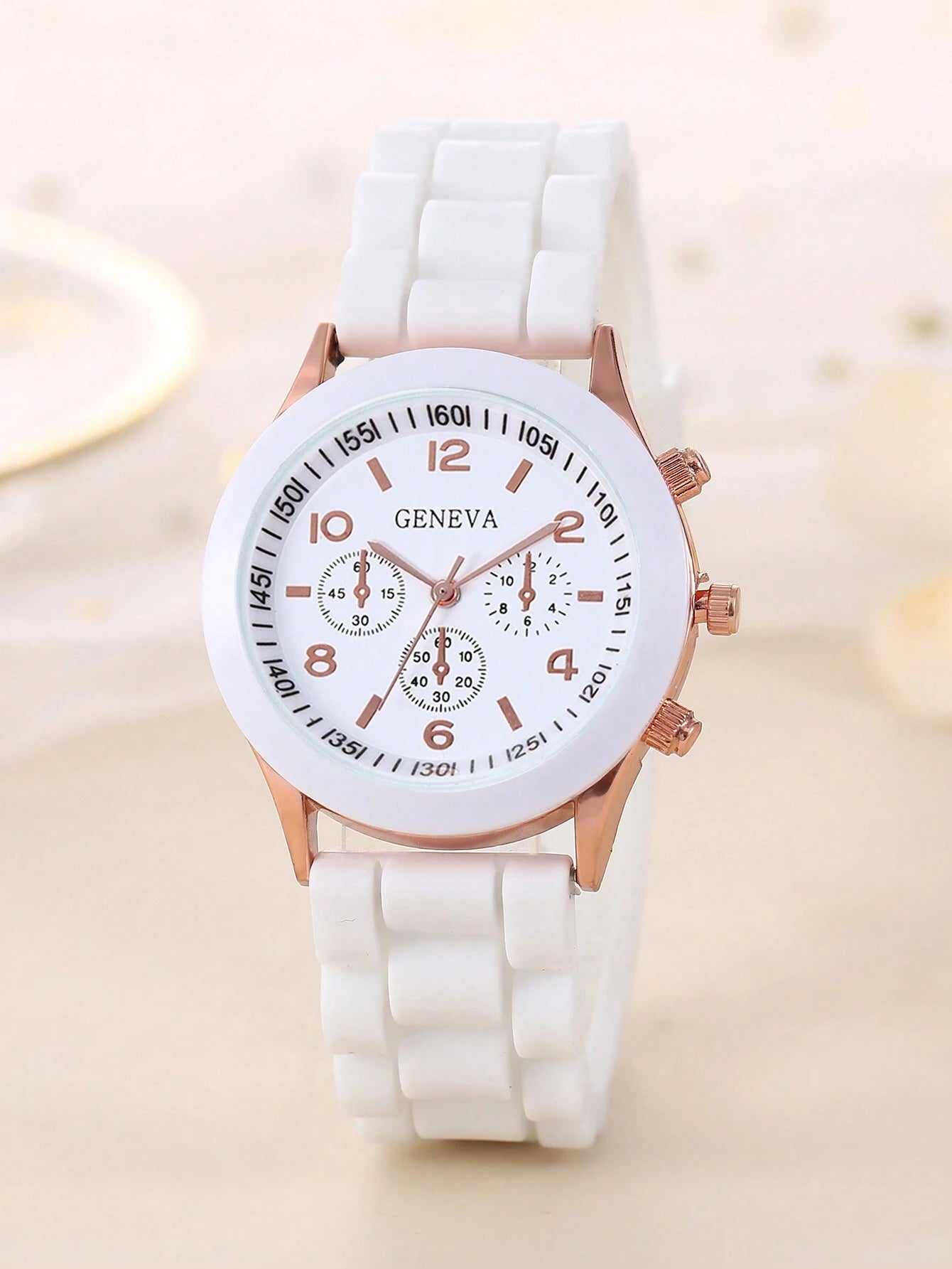 5Pcs Cute White Silicone Watch Girls Quartz Watch Necklace Bracelet Earrings Jewelry Jewelry Set Halloween Gift Christmas Gift Friends the Best Choice