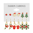 Fashion Cartoon Christmas Earring Set Female Snowflake Tree Snowman Bell Earring Fashion Christmas Ball Earring Jewelry Gifts