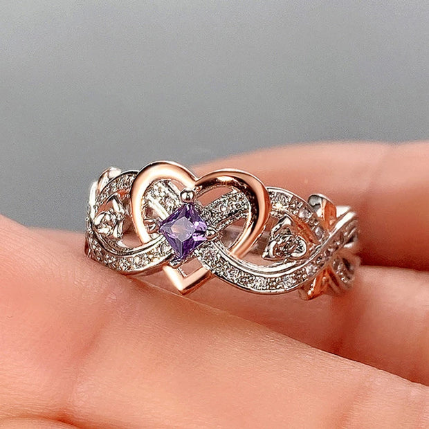 Creative Women'S Heart Rings with Romantic Rose Flower Design Wedding Engagement Love Rings Hot Sale Aesthetic Jewelry