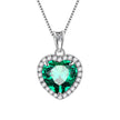 May Birthstone Necklace Women Green Heart Emerald CZ 925 Sterling Silver Pendant Jewelry Mother'S Day Gift