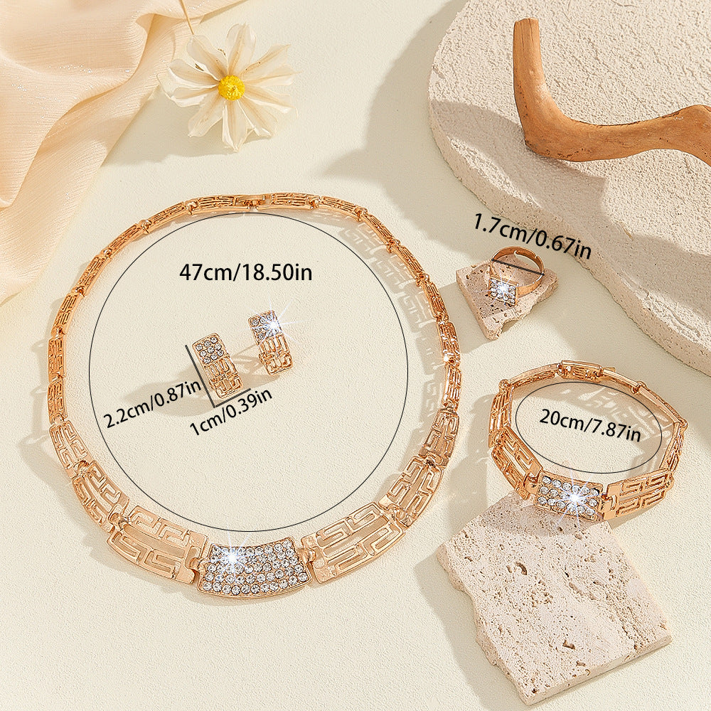 Gold Alloy Jewelry Set - 4-Piece Collection