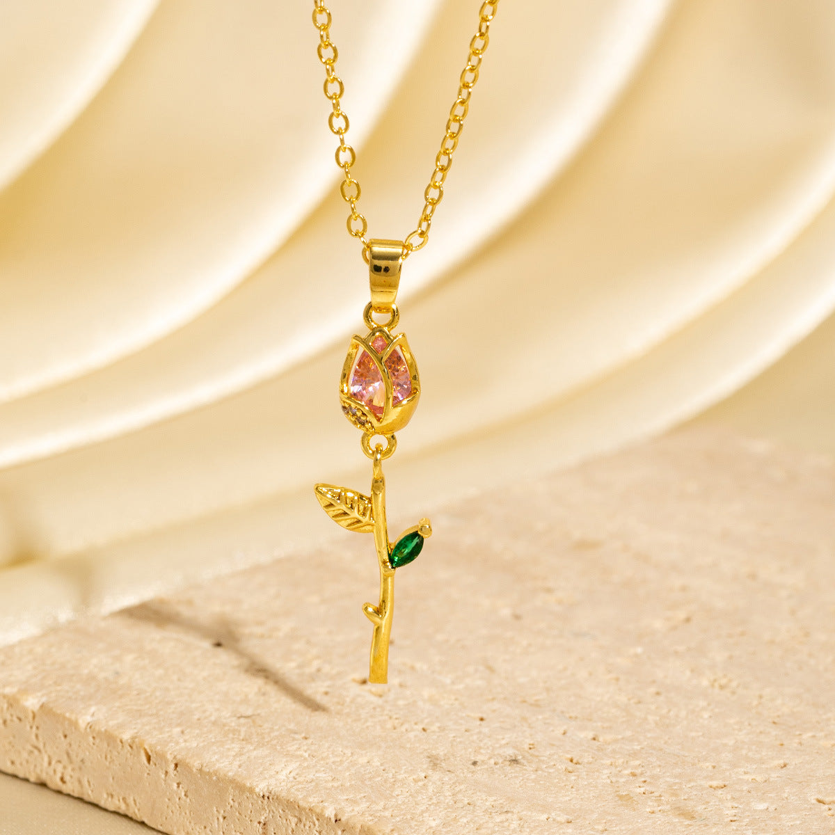 Zircon Tulip Flower Necklace