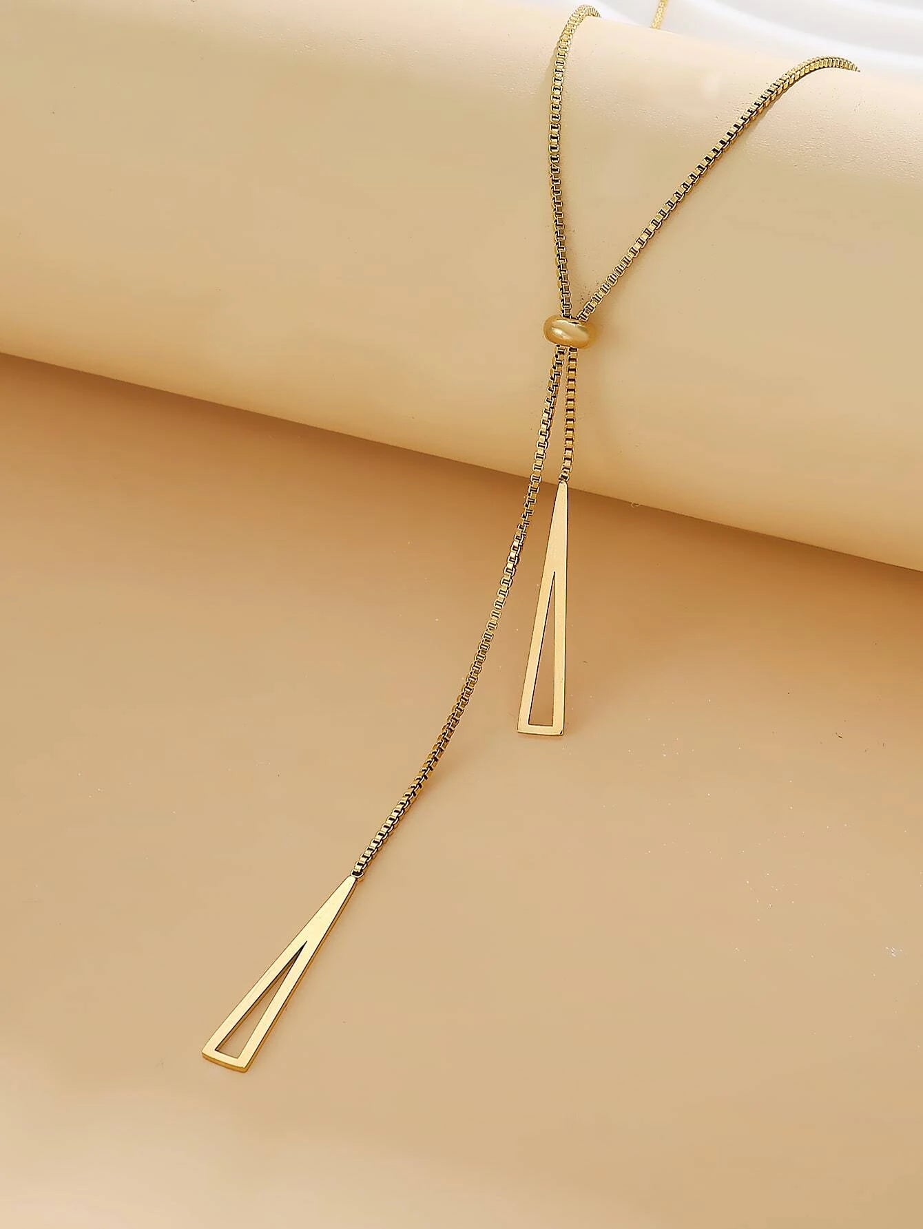 1Pc Geometric Charm Y Lariat Necklace, Stainless Steel Jewelry