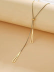 1Pc Geometric Charm Y Lariat Necklace, Stainless Steel Jewelry