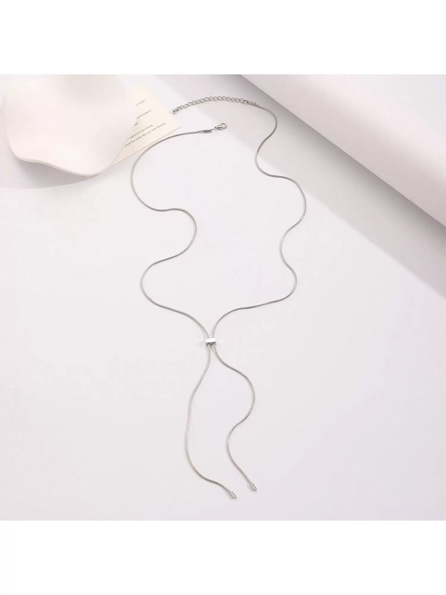 1Pc Geometric Charm Y Lariat Necklace, Stainless Steel Jewelry