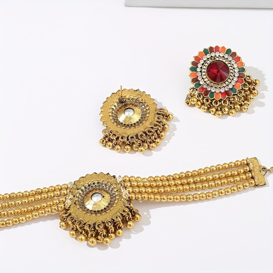 Bohemian Floral Ball Bead Jewelry Set