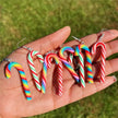 Colorful Stripes Christmas Earrings Santa Jewelly Candy Cane Christmas Pendant Earrings Simple Style Christmas Hook Earrings