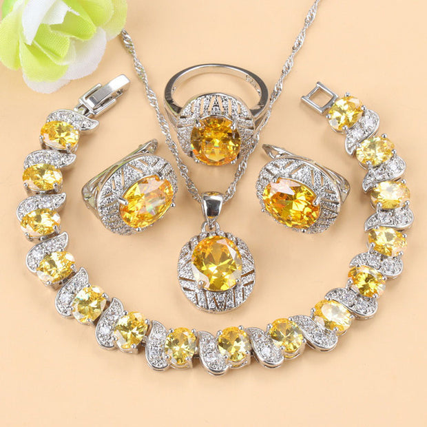 Mixed Gemstone Jewelry Set - 4-Piece Collection