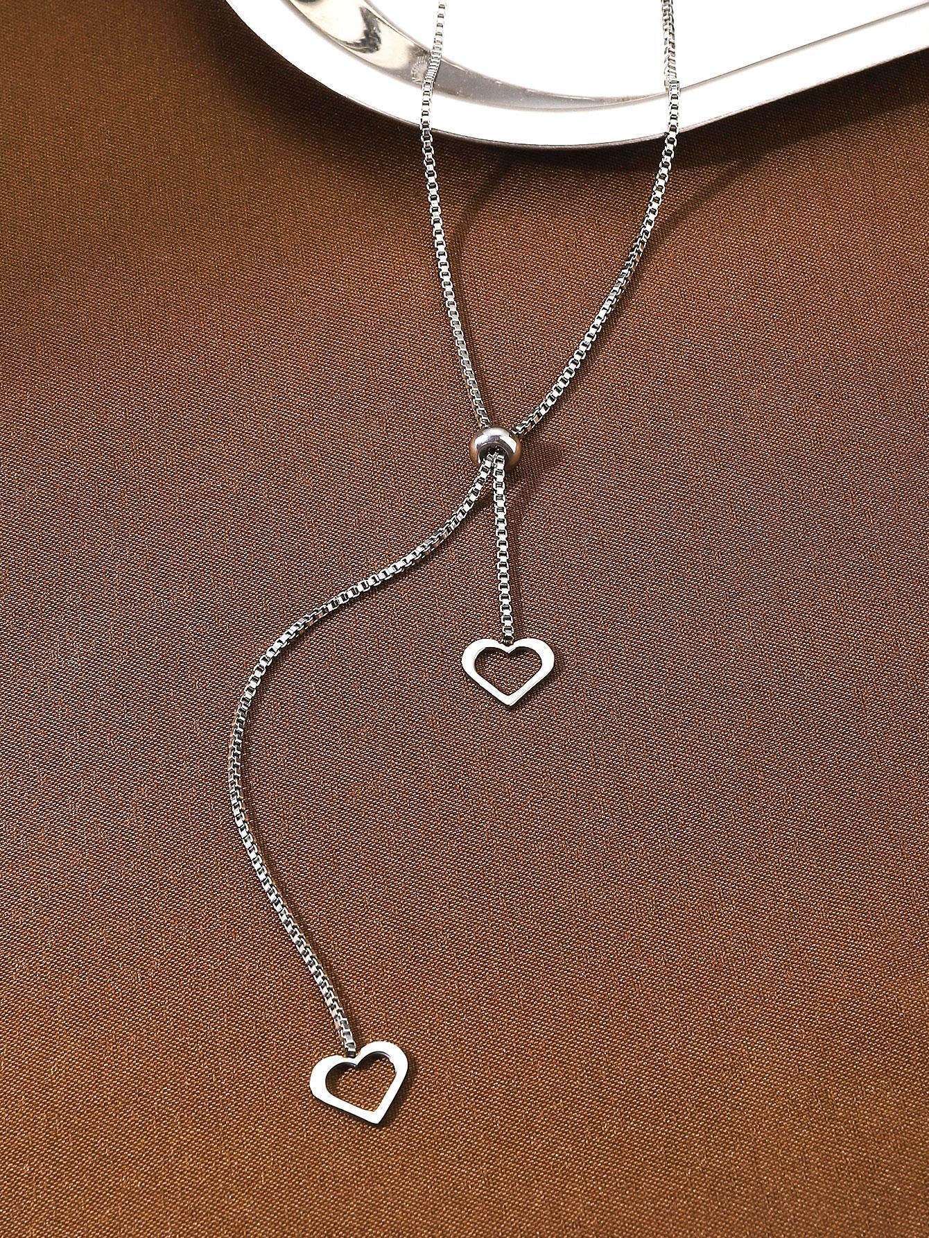 1Pc Geometric Charm Y Lariat Necklace, Stainless Steel Jewelry