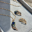 Rose Gold Zircon Jewelry Set - Necklace, Ring & Earrings