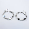 Blue & Black Crystal Titanium Steel Bracelet