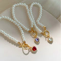 Red Crystal Heart & Pearl Bracelet