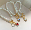 Red Crystal Heart & Pearl Bracelet