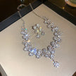Diamond Flower Layered Necklace & Earring Set