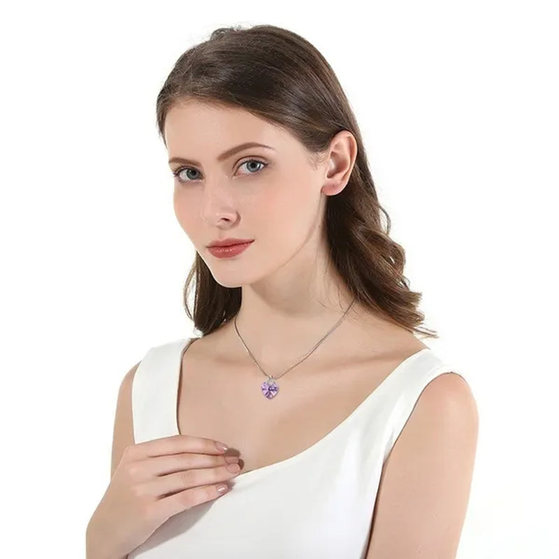 Fashion 925 Silver Heart Shape Crystal Hook Earrings Zircon Pendant Necklace Gift for Lady CZ Women Charm Anniversary Gift Birthday Party Jewelry Bridal Engagement Wedding Jewelry Gift