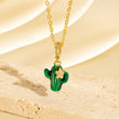 Zircon Cactus Pendant Necklace