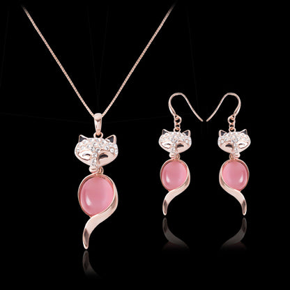 Opal Necklace and Earrings Two Piece Jewelry Set