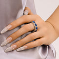 Blue Zircon Geometric Ring