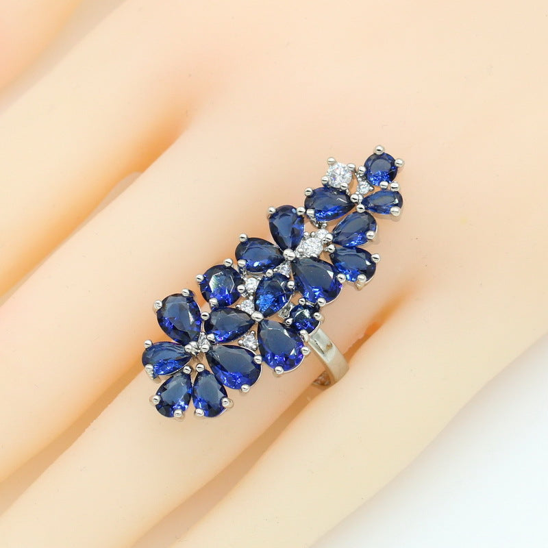 Blue Zircon Jewelry Set - 4-Piece Collection