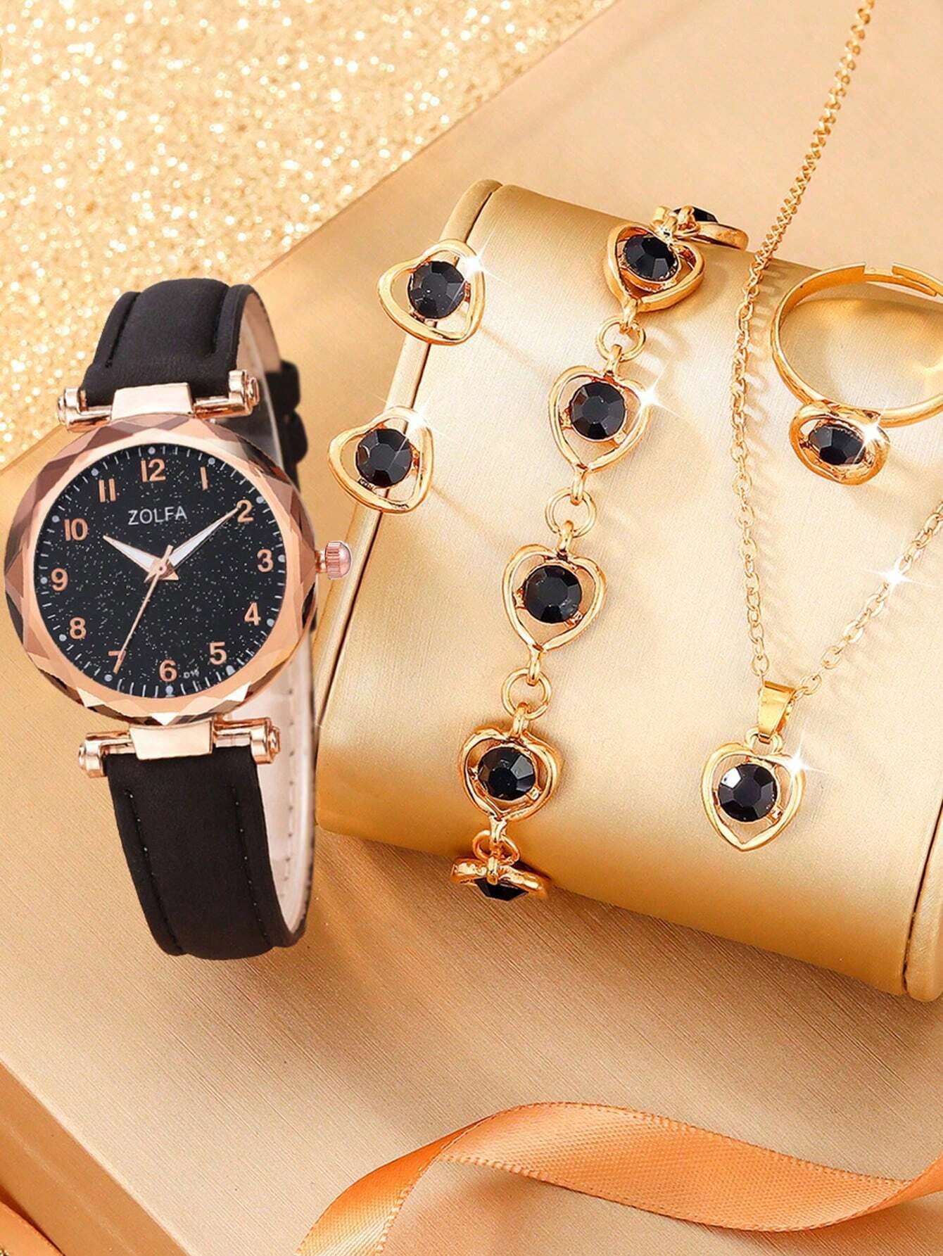 5Pcs Cute White Silicone Watch Girls Quartz Watch Necklace Bracelet Earrings Jewelry Jewelry Set Halloween Gift Christmas Gift Friends the Best Choice