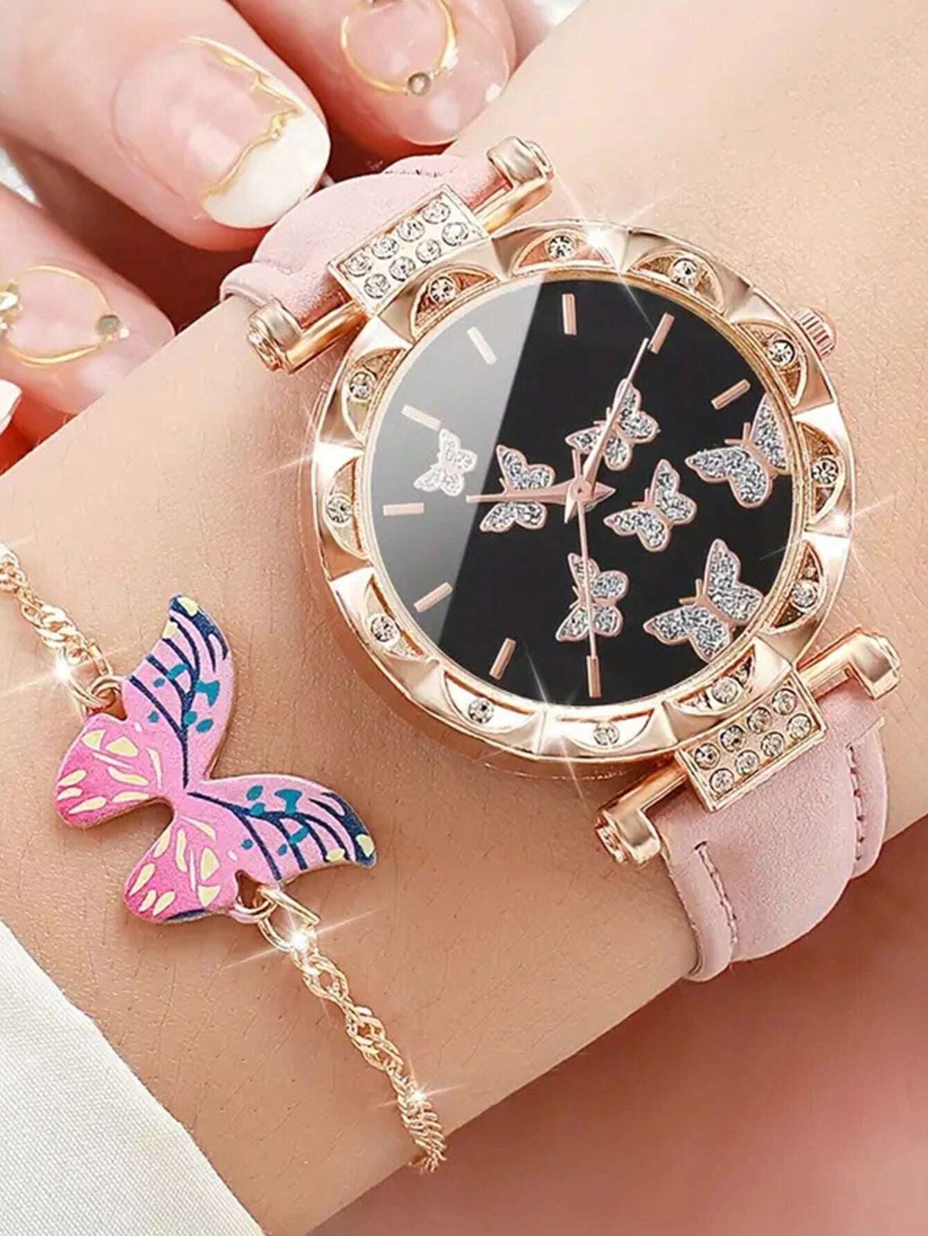 5Pcs Cute White Silicone Watch Girls Quartz Watch Necklace Bracelet Earrings Jewelry Jewelry Set Halloween Gift Christmas Gift Friends the Best Choice