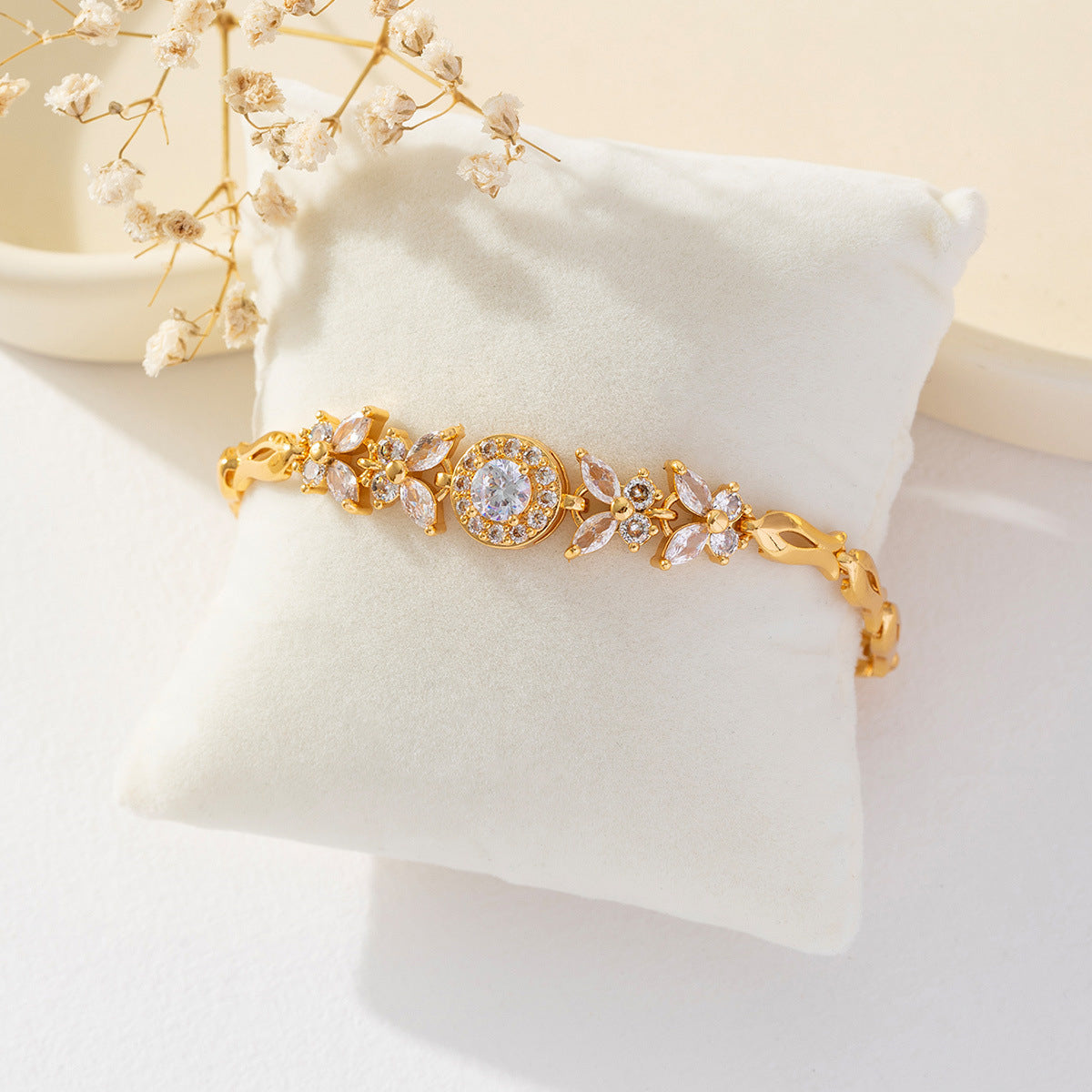 Gold Zircon Chain Bracelet
