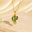 Zircon Cactus Pendant Necklace