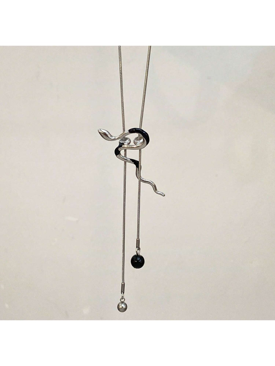 1Pc Geometric Charm Y Lariat Necklace, Stainless Steel Jewelry
