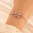 Pink Crystal Hollow Butterfly Bracelet