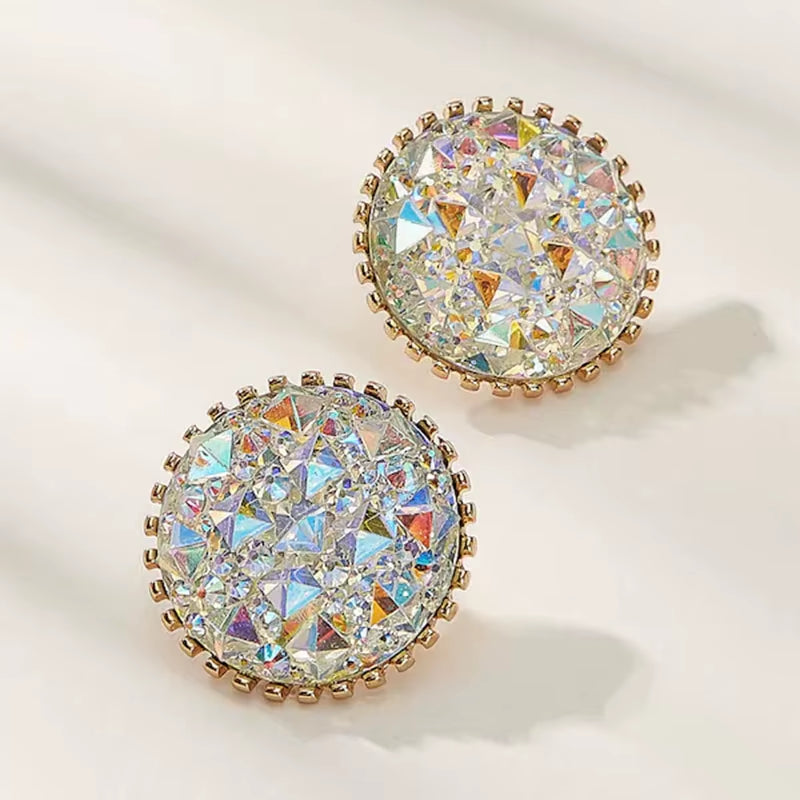 Rhinestone Iridescence Flash Exaggerated Earrings for Women Wedding Party Club Sexy Fashion Jewelry Accessories Brincos