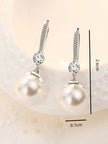 1Pair White Faux Pearl Drop Dangle Earrings for Women Girls Exquisite Daily Jewelry Elegant Wedding Holiday Gift
