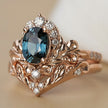 Blue Crystal Rose Gold Branch Ring