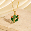 Zircon Cactus Pendant Necklace