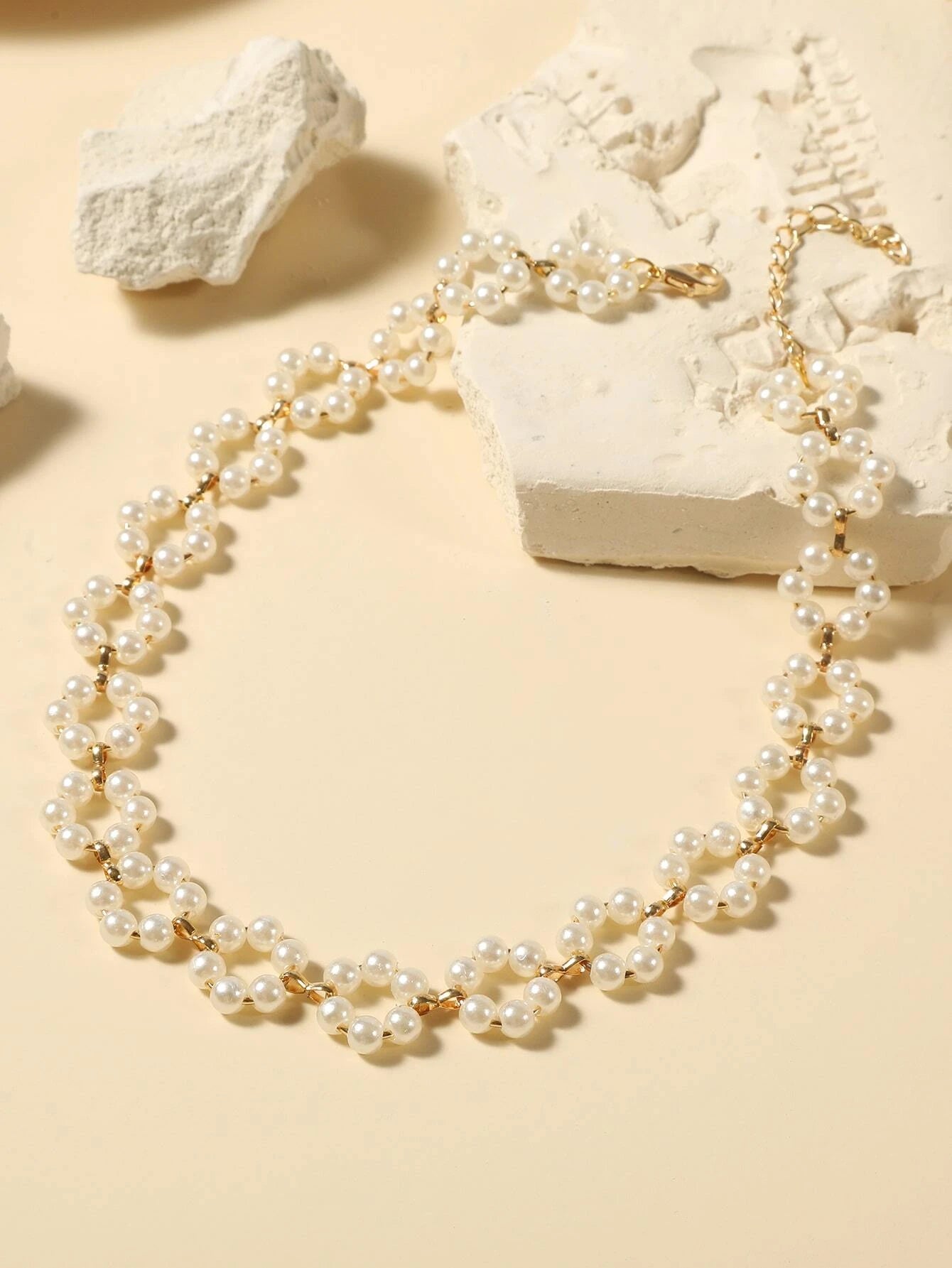 Faux Pearl Beaded Flower Decor Necklace Valentines,Mom,Mother,Mother'S Day,Gift