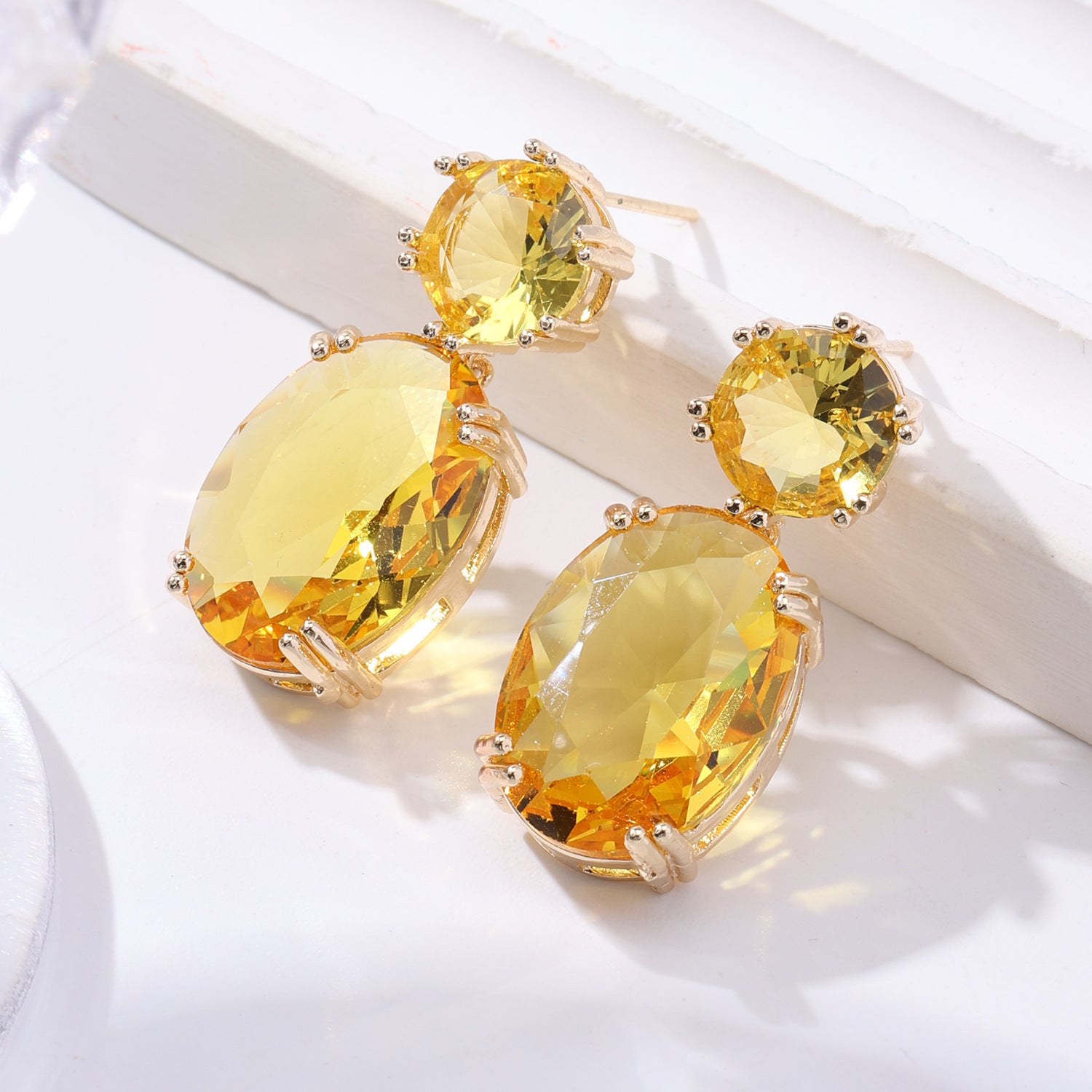 Oval Rhinestone Drop Earrings