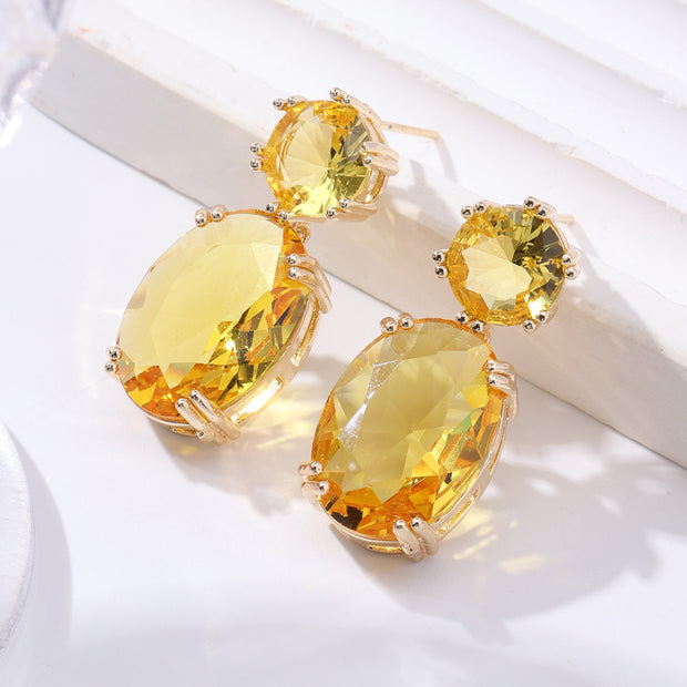 Oval Rhinestone Drop Earrings