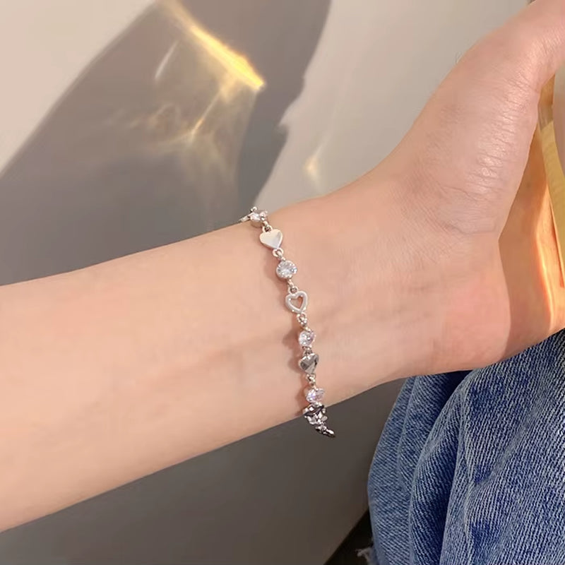 925 Sterling Silver Zircon Bracelets for Women Vintage Luxury Butterfly Adjustable Chain Bracelets Shiny Party Wedding Jewelry