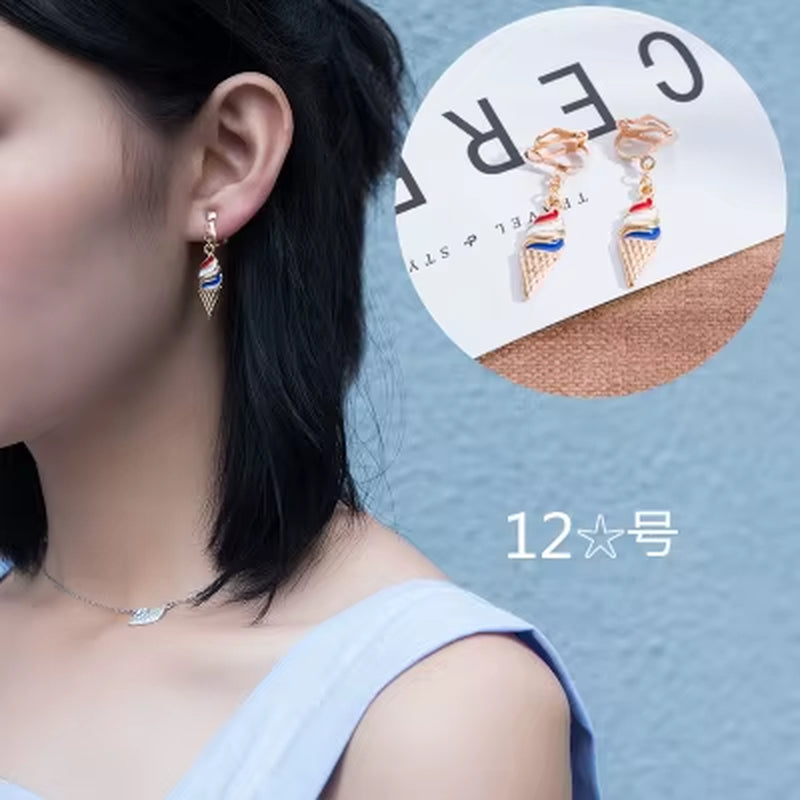 Korea Style Cute Clip on Earrings Non Pierced Earrings for Kids Party Charm Ear Cuffs Earrings No Hole Earrings New