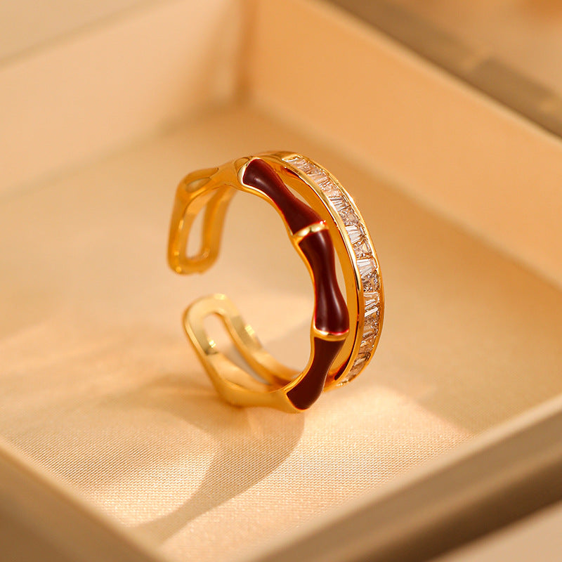 Zircon Bamboo Open Ring