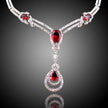 HOT Sale RED Garnet Ruby Topaz 18K Yellow/White Gold Plated Crystal Water Drop Necklace Earring Jewelry Set