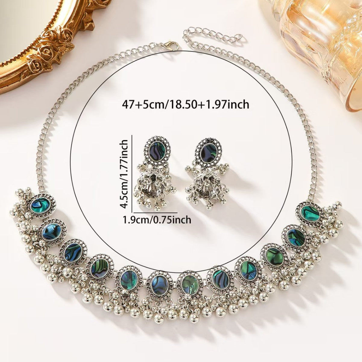 Bohemian Abalone Shell Jewelry Set