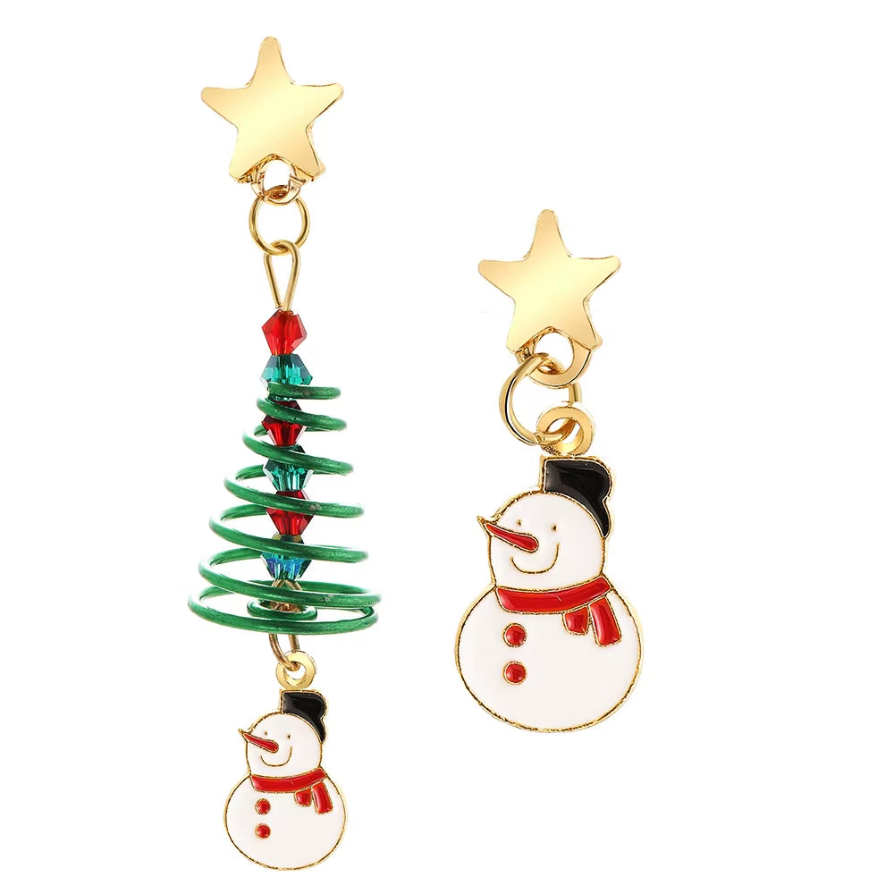 1 Pair Christmas Dangle Earrings Christmas Bell Light Bulbs Hoop Earrings Christmas Tree Earrings for Women Girls Xmas Part Gift