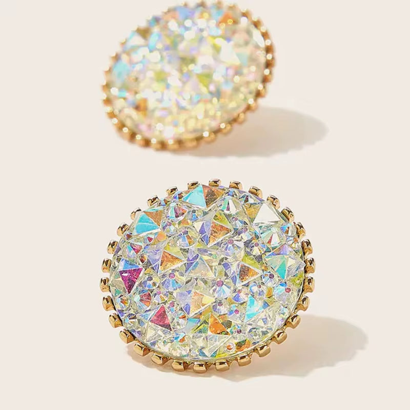 Rhinestone Iridescence Flash Exaggerated Earrings for Women Wedding Party Club Sexy Fashion Jewelry Accessories Brincos