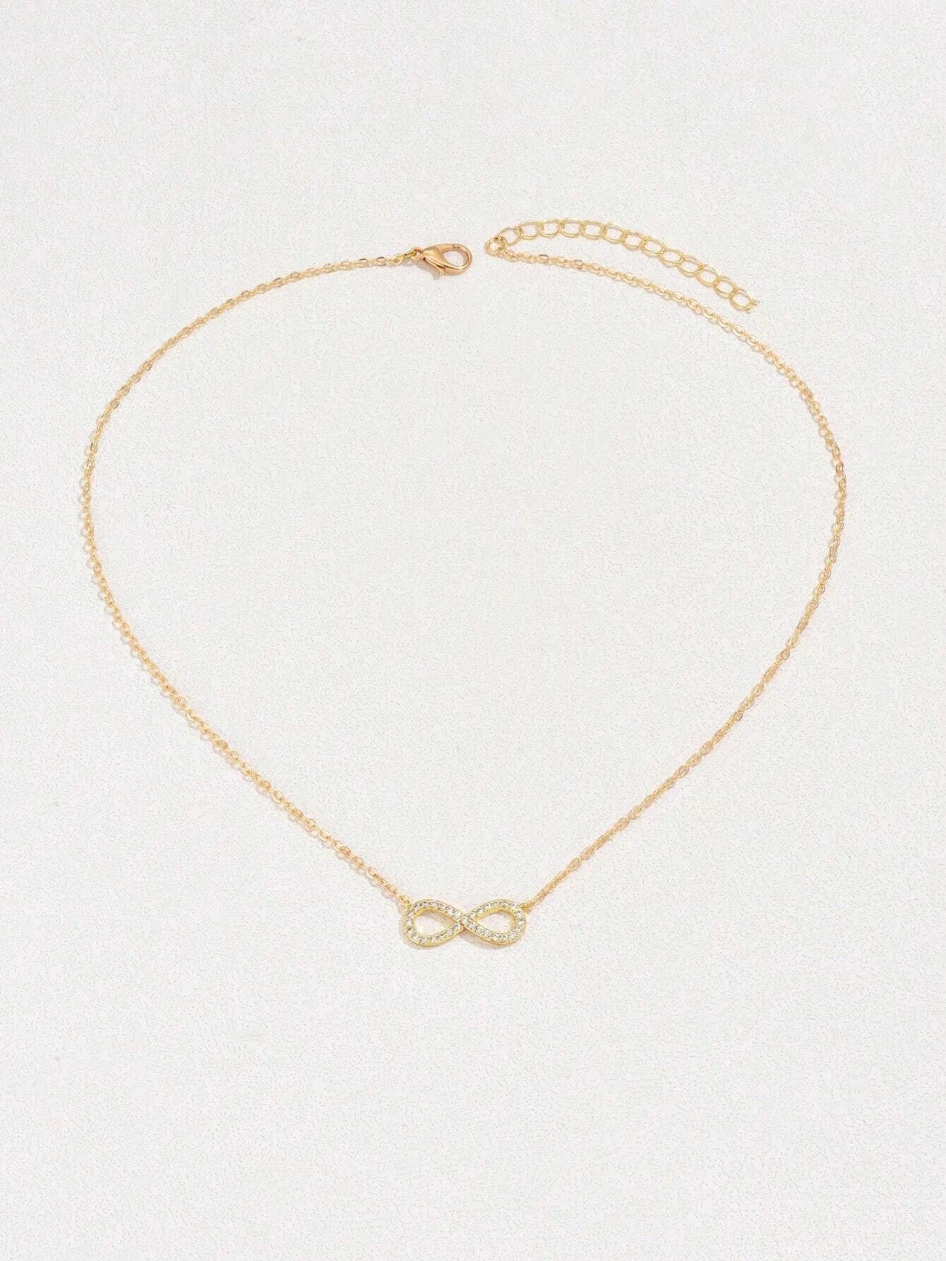 1Pc Cubic Zirconia Infinity Symbol Charm Necklace Copper Jewelry