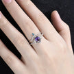 Purple Crystal Water Drop Ring Set